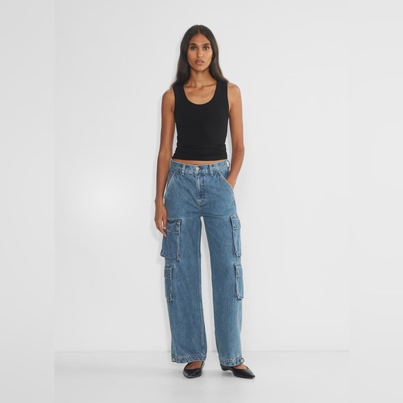 Denim Forum Denim - Denim Forum The '90s Millie Hi-Rise Cargo Jean in 5 Yrs Kiss N Tell BIue Size 23